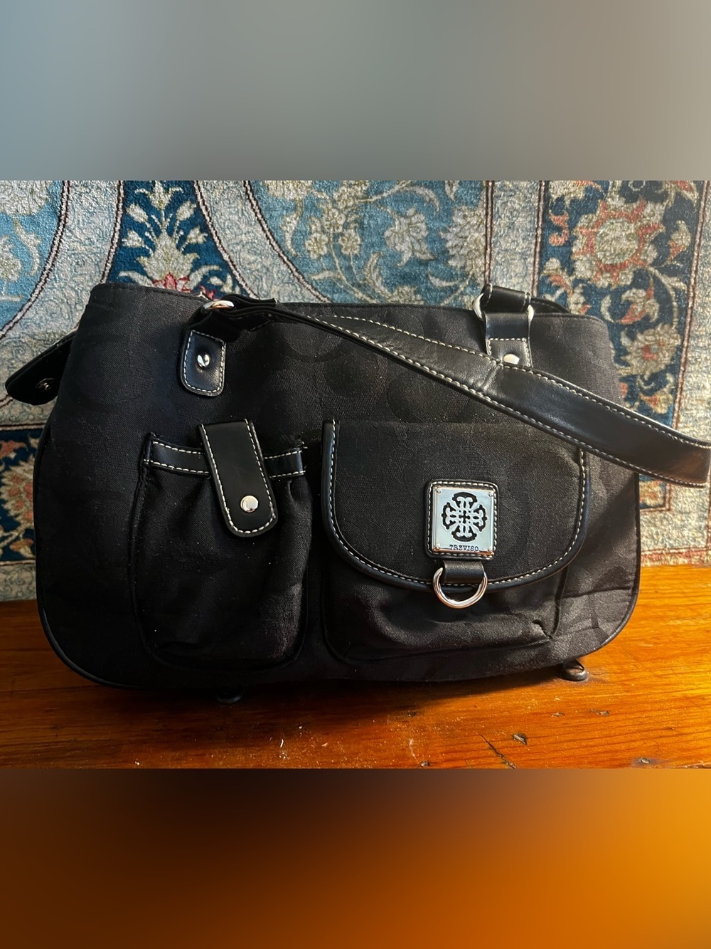 Traviso Black Signature Shoulder Bag